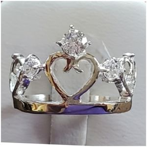 Stainless Steel CZ Tiara Ring Size 7